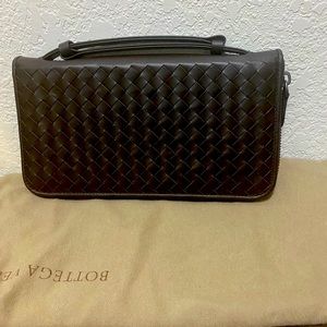Bottega Veneta leather clutch wrist bag